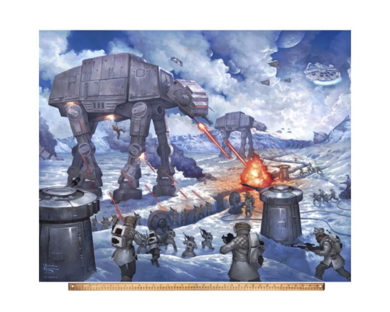 The Rebels Battle at Hoth Star Wars by Thomas Kinkade Licensed by David Textiles Digital Print Cotton Fabric Panel | 100% Cotton | Sold By the Panel